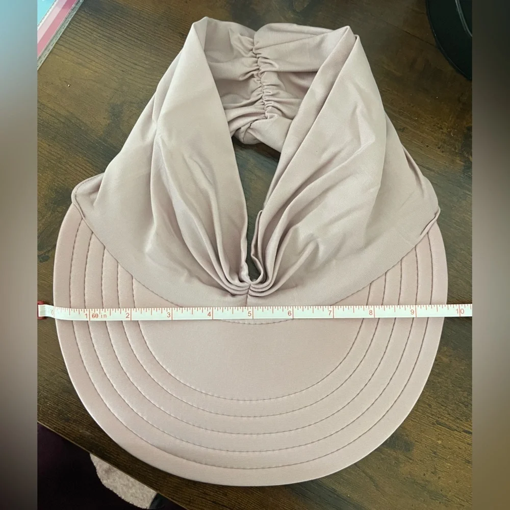 NWT Pleated Sun visor foldable stretchy summer hat for UV protection light pink - Picture 4 of 6